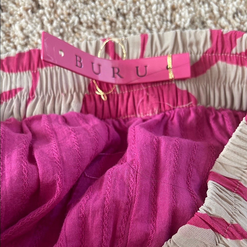 BURU Gorgeous Girly Pink/Tan Floral Flowy Midi Skirt **Size M/L** 🌸🌸 - Picture 5 of 5